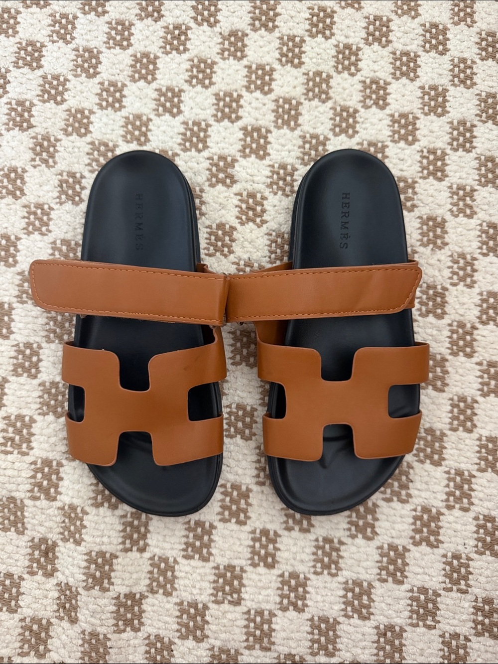 Brown Leather Oran Slide Sandals